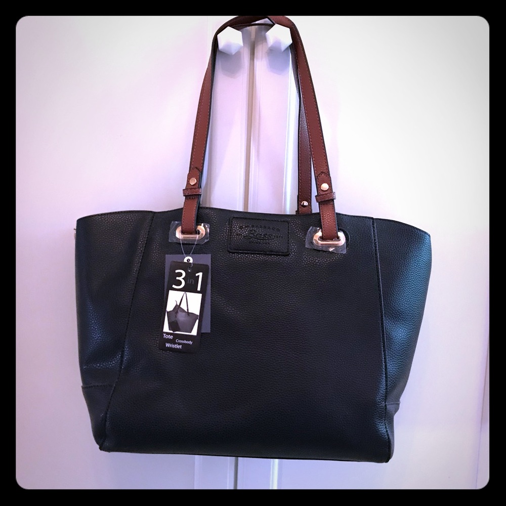 Bass Black Leather 3 in 1 Tote
